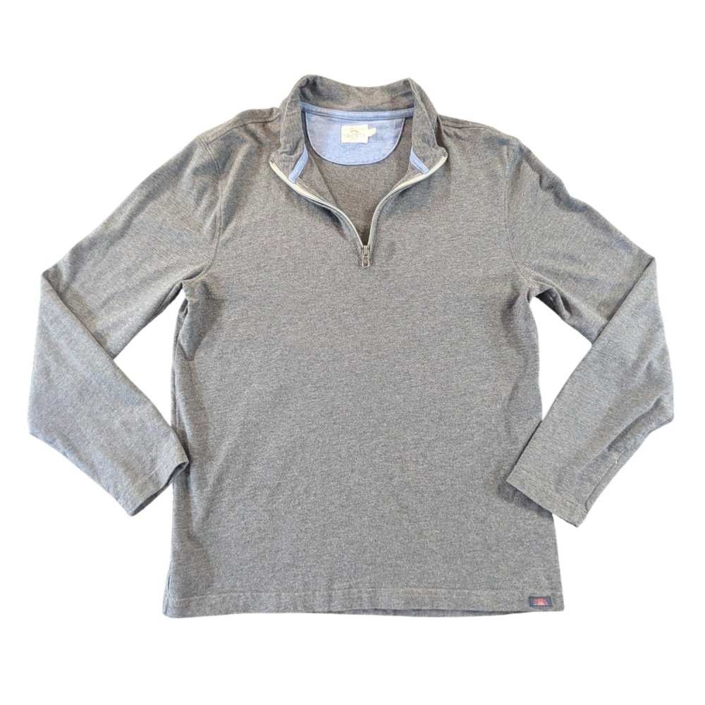 Faherty Brand Mens Quarter Zip Pullover Heather Grey Medium Coastal Minimalist